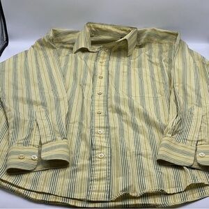 “Authentic”Burberry Men's Yellow Blue Striped Long Sleeve Button-Up Shirt (COA)